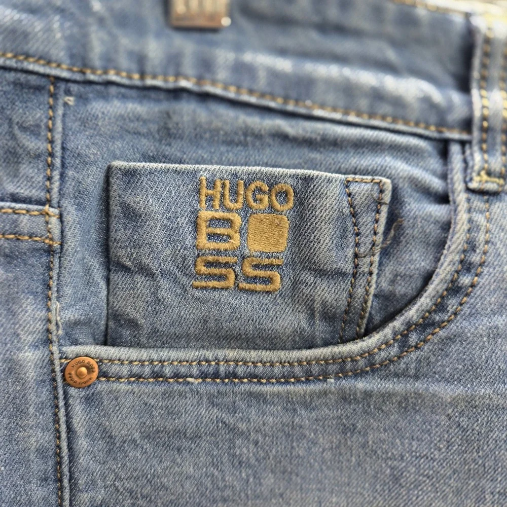 Hugo Boss Men Jeans 30 Blue Denim Embroidered Slim 30
